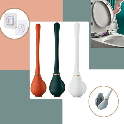 New Upgrade Silicone Toilet Brush and Holder Set,Toilet Bowl Cleaner Brush, Toilet Wand Cleaning Kit Wall Mounted, Discreet Bathroom Cleaning Brush,Bathroom Cleaning Supplies