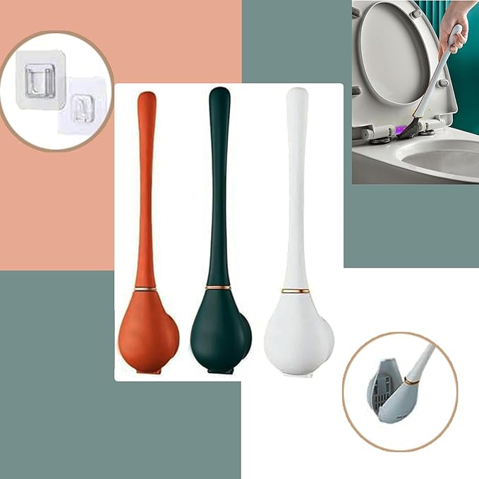 New Upgrade Silicone Toilet Brush and Holder Set,Toilet Bowl Cleaner Brush, Toilet Wand Cleaning Kit Wall Mounted, Discreet Bathroom Cleaning Brush,Bathroom Cleaning Supplies