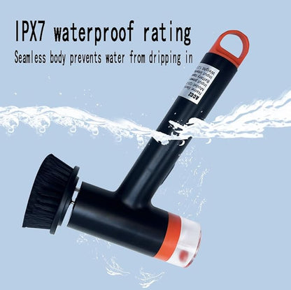 Can add Cleaning Cleaner,Electric Spin Scrubber with Liquid Storage Box, Brush with 5 Replaceable Brush Heads,for Speeds for Bathroom Kitchen Dishes Tub Sink Tile Window Floor Grout, Black