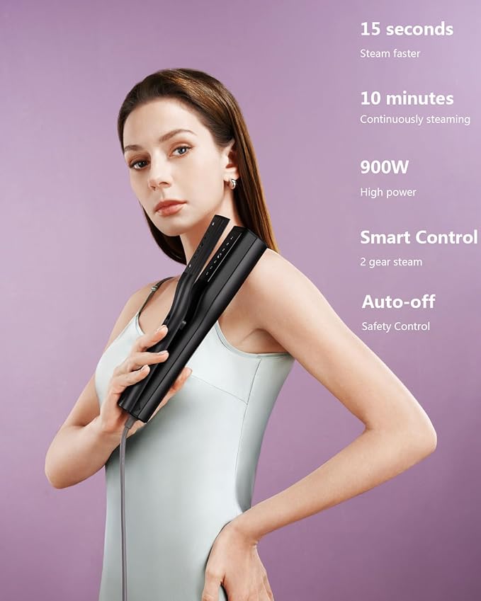 G4 Pro Smart Handheld Steamer for Clothes – Global Voltage Adaptation, 900W Palm-Sized & Lightweight (0.8lb), Dual Steam Modes, Easy Wrinkle Remover, Auto Shut-Off for Travel & Home (metal gray)