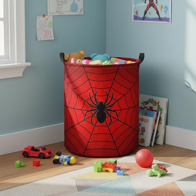 Baby Laundry Hamper kids laundry Basket Waterproof Laundry Bag for Bedroom Toy Clothes Organizer Room Décor(Spider Web)