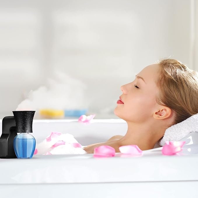 2 Pieces Wall Plug-in Diffuser Fragrance Plug with 4 Pieces Empty Bottles for Spreading Essential Oils Home Bathroom (Black)