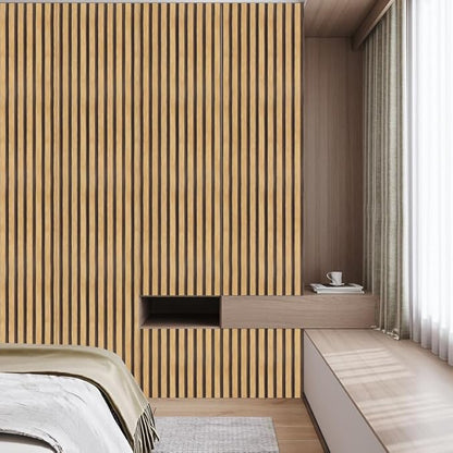 Arthome 17''x240'' Wood Slat Wallpaper Peel and Stick Self Adhesive Wood Wallpaper PVC Vinyl Decorative Removable Wallpaper Waterproof Faux Wood Grating Stripe Contact Paper for Living Room Bedroom