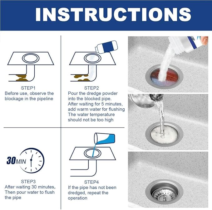 Powerful Kitchen Pipe Dredging Agent, Dredge Deodorant, Toilet Sink Drain Cleaner, Sewer Household Cleaning Tools