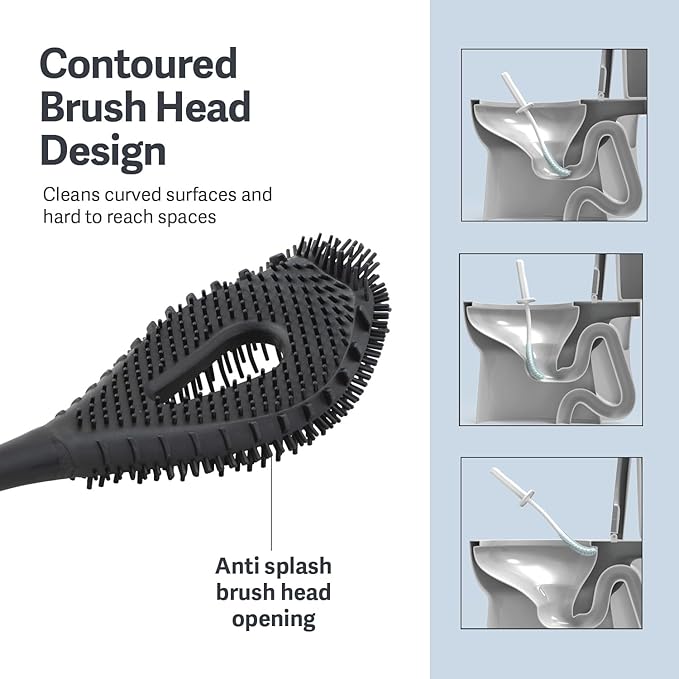 Casabella Hygienic Toilet Bowl Brush with Caddy, Black
