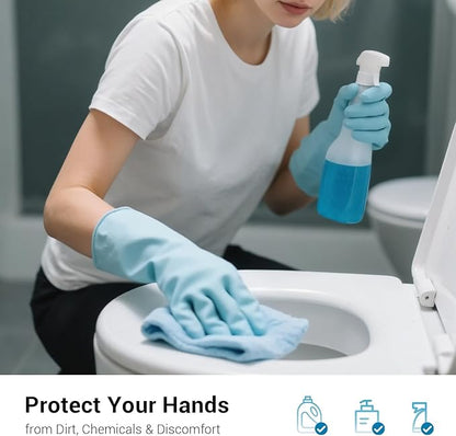 ThxToms 4 Pairs Reusable Rubber Gloves, 13" Natural Latex, 10mil Thick Heavy Duty Dishwashing & Cleaning Gloves, Non-Slip Grip, Multi-Color, Ideal for Kitchen, Bathroom, Car, & Garden Cleaning, Medium
