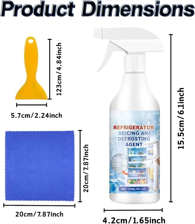 2PCS Freezer Defroster Spray,Defrosting Spray For Fridge Freezer,High Effective Refrigerator Defrosting Agent, Easy To Use, Fast Removal Of Ice, Can Be Used For Freezers, Refrigerators,Glass.