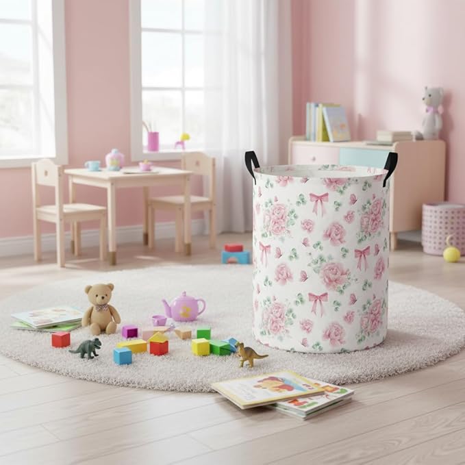 Baby Laundry Hamper kids laundry Basket Waterproof Laundry Bag for Bedroom Toy Clothes Organizer Room Décor(Bowknot Flower)