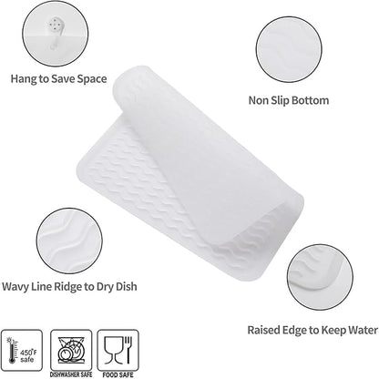 MicoYang Silicone Dish Drying Mat for Multiple Usage,Easy clean,Eco-friendly,Heat-resistant Silicone Mat for Kitchen Counter or Sink,Refrigerator or Drawer liner Translucent M 12 inches x 12 inches
