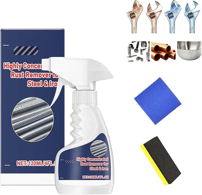 Rust Remover, Powerful Rust Remover Heavy Duty Metal Cleaner, Multipurpose Rust Remover Spray, Highly Concentrated Steel Remover for Tools, Stainless Steel, Automotive Parts (White-1PCS)