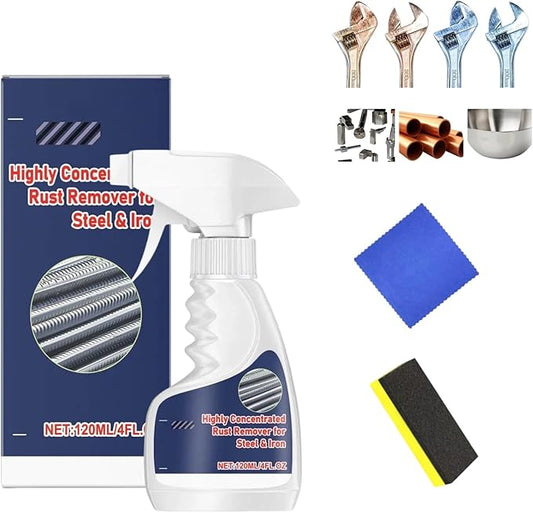 Rust Remover, Powerful Rust Remover Heavy Duty Metal Cleaner, Multipurpose Rust Remover Spray, Highly Concentrated Steel Remover for Tools, Stainless Steel, Automotive Parts (White-1PCS)
