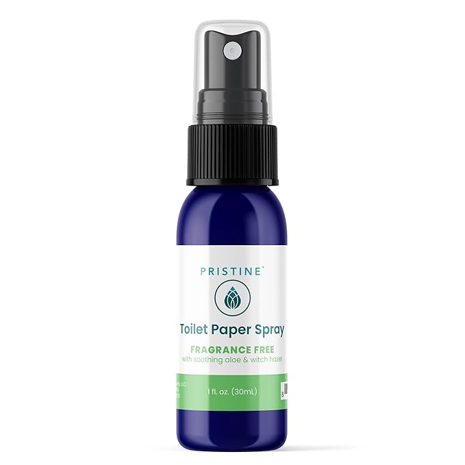 PRISTINE Toilet Paper Spray, As Seen on Shark Tank, Flushable Wipe Alternative, Personal Cleansing Bathroom Spray for Regular Toilet Tissue, Bidet Alternative, Made in USA, Fragrance Free, 1 oz Bottle