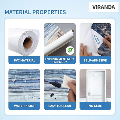 3D Door Stickers Murals - Peel & Stick Landscape Wallpaper Self-Adhesive Decals Removable PVC Waterproof Poster Bedroom Living Room Decoration 37.4" x 78.7"