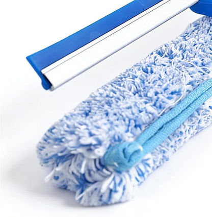Shower Glass Cleaner, Cleaning Tool with Removable and Streak-Free Cloth, Bathroom and Drainer for Home, Apartment, Car, Office, Indoor, Outdoor, Door, Azule