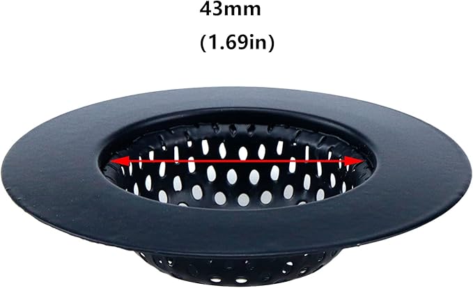 Antrader Kitchen Sink Strainer,3" Top / 1.5" Basket,Stainless Steel Sink Drain Strainer,Black,2 Pack