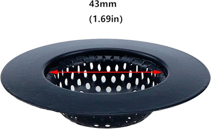 Antrader Kitchen Sink Strainer,3" Top / 1.5" Basket,Stainless Steel Sink Drain Strainer,Black,2 Pack