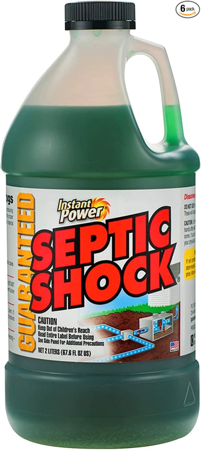 Instant Power Septic Shock – Septic Tank Treatment, Drain Cleaner Liquid Clog Remover for Septic System, 67.6 Oz (Pack of 6)