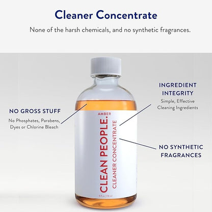 THE CLEAN PEOPLE Cleaner Concentrate - All-Purpose Cleaner for Multi-Purpose Cleaning, Bathrooms, Floors, Concentrated, Recyclable Packaging (Amber Scent) 4oz (2 Pack)
