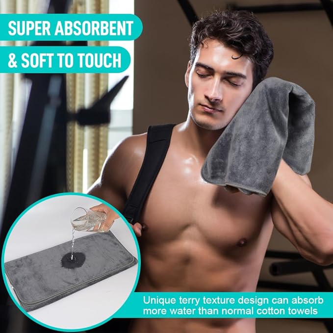 SINLAND Microfiber Gym Towels Super Absorbent Compact Travel Workout Towel Quick Dry Camping Sweat Towel for Sports Beach Swimming Backpacking Hiking and Yoga Men Women 16 Inch X 32 Inch