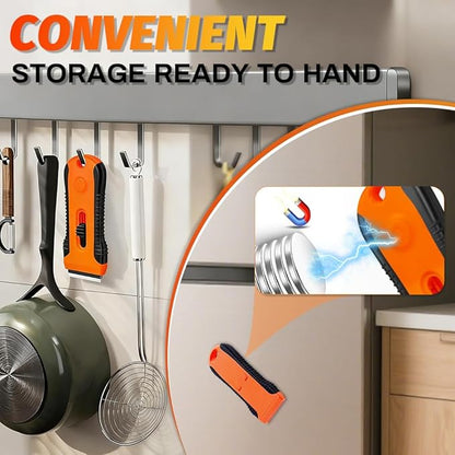 Non Scratch Oven Hob Cleaner with Storage Box, Multi-Surface Cleaning Tool - Removes Paint, Caulk, Adhesive from Windows, Glass, Tiles, Floors & Stove Tops（15 Extra Replacement）