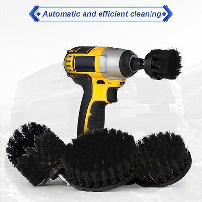 ZIMISI 4PCS Drill Brush Attachment Set, Mult-Purpose Car Wash Brush, Rotary Detailing Brush Set, Car Carpet Cleaner Brushes for Wheel, Grout, Shower, Bathroom, Floor (Black)