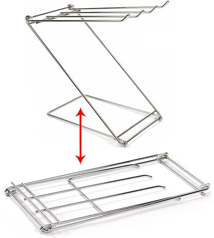 LENITH Stainless Steel Washcloth Holder Dish Rag Cloth Holder, 4 Arms Folding Towel Drying Rack for Kitchen countertop Bathroom, Hand Towel Stand Rack, Silver