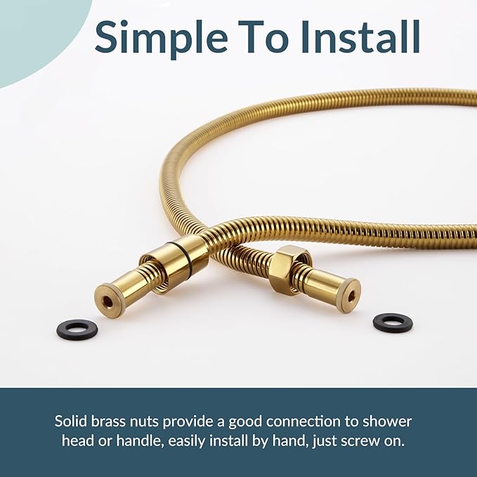 APLusee Titanium Gold Shower Hose, 59-Inch Extra Long Handheld Shower Head Hose Replacement