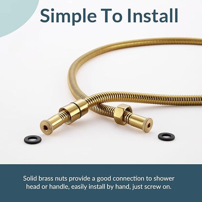 APLusee Titanium Gold Shower Hose, 59-Inch Extra Long Handheld Shower Head Hose Replacement