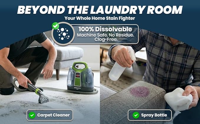 Pet Laundry Detergent Sheets Enzyme Based Odor & Pet Urine Remover-Pet Safe Laundry Sheets-Stain Eliminator-HE Washer Friendly-60 Loads-Carpet & Upholstery Cleaner