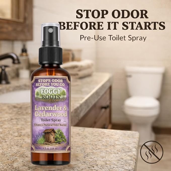 Lavender & Cedarwood Pre-Poop Toilet Spray – Stops Odor Before It Starts, Bathroom Odor Eliminator for Toilet, 4 oz (200+ Uses) Travel, Home & Work