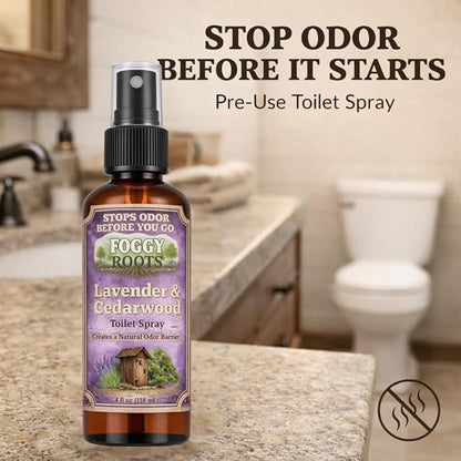 Lavender & Cedarwood Pre-Poop Toilet Spray – Stops Odor Before It Starts, Bathroom Odor Eliminator for Toilet, 4 oz (200+ Uses) Travel, Home & Work