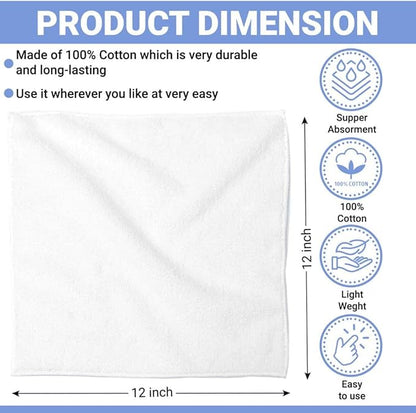100% Cotton Washcloth Set 24 Packs – Soft, Absorbent Face Towels for Bathroom & Gym Use – Reusable, Durable & Machine Washable Wash Cloths - Multi-Color, 12x12 Inches