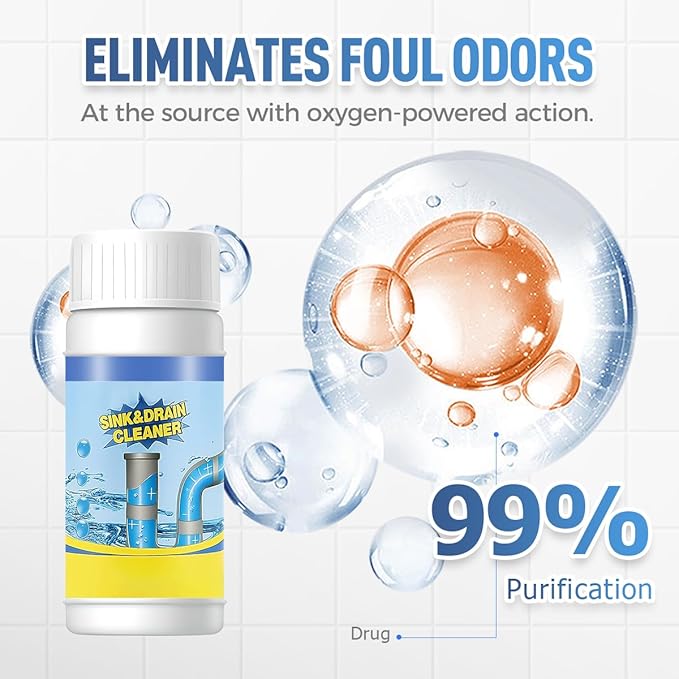 Sink & Drain Cleaner Powder, Quick Foaming Powder for Bathroom & Kitchen Dredging (3 pcs)