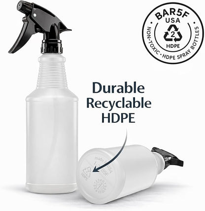 Bar5F Spray Bottles, 24oz, 3 Pack, Chemical-Resistant, BPA-Free, Compatible with Vinegar, Rubbing Alcohol, Cleaning Solutions, Non-Toxic HDPE Bottle for Plants, Pet, BBQ, Auto Detailing, Made in USA