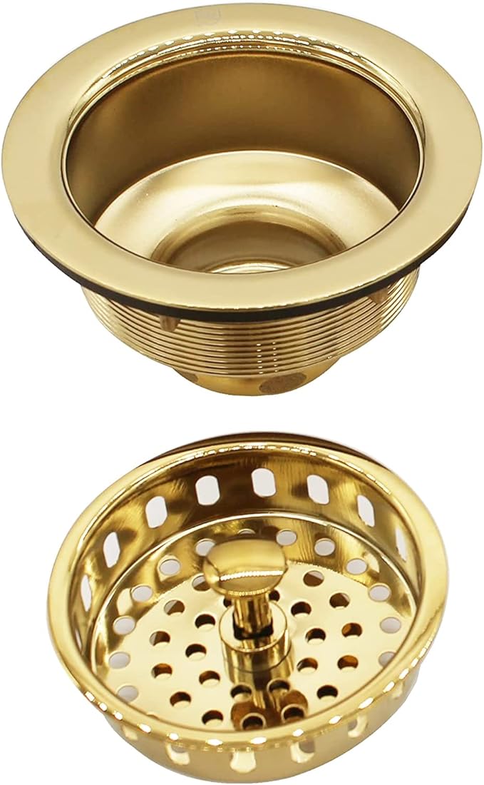 Westbrass A214-01 3-1/2" Post Style Large Kitchen Sink Basket Strainer, Polished Brass