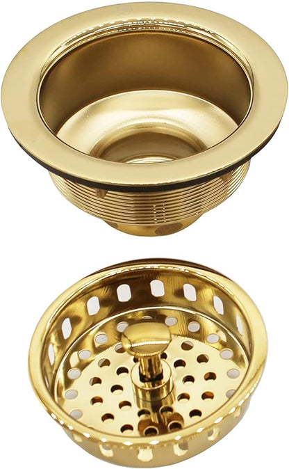 Westbrass A214-01 3-1/2" Post Style Large Kitchen Sink Basket Strainer, Polished Brass