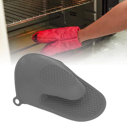 Silicone Oven Mitts, 2Pcs Mini Oven Mitts Rubber Oven Glove, Antiskid Waterproof Oven Gloves, Thickened Anti Scalding Cooking Mitts, for Kitchen, Baking, BBQ(Grey)