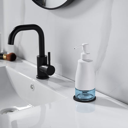 Gaussra White Soap Dispenser with Coaster and Stickers, Stainless Steel and Glass Bottle Hand Pump Dispenser, Refillable Liquid Hand Soap Dispenser for Bathroom & Kitchen (11OZ / 320ML)