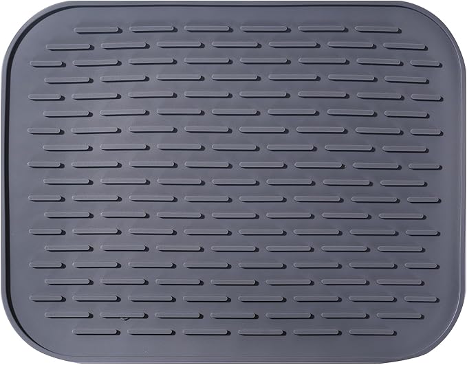 Dish Mat Silicone Dish Drying Mats Works For Drying Stemware Cocktail Glasses Silverware Pots Pans Knives and Dish Rack for Kitchen Counter Sink Bar Pads Easy to Clean (11.5" x 9.1")