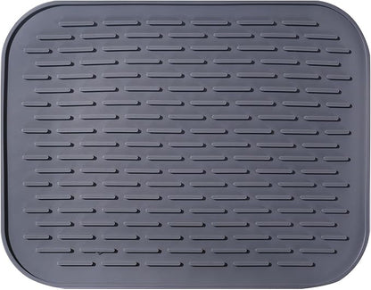 Dish Mat Silicone Dish Drying Mats Works For Drying Stemware Cocktail Glasses Silverware Pots Pans Knives and Dish Rack for Kitchen Counter Sink Bar Pads Easy to Clean (11.5" x 9.1")