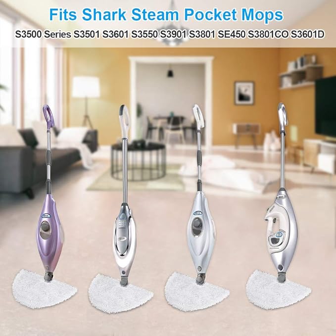 Fushing 3Pcs Steam Mop Pads, Triangle Washable Microfiber Cleaning Steamer Replacement Pads for Shark Steam Pocket Mop S3500 Series S3501 S3550 S3601 S3601D S3801 S3801CO S3901 SE450 S2901