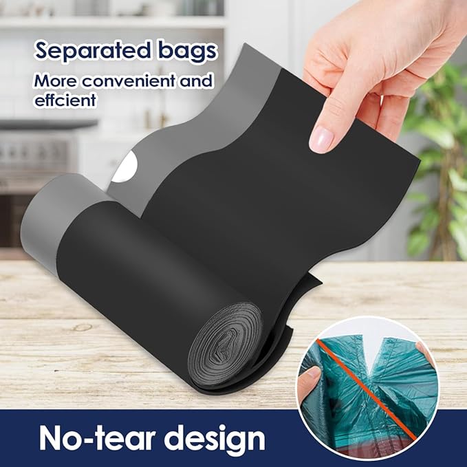 10 Gallon Drawstring Trash Bags (fit 30-35 Liter), 120 Counts Medium Large Kitchen Garbage Bags Trash Can Liners for Home, Office, Light Residential Waste Outdoor Lawn Bags, Black