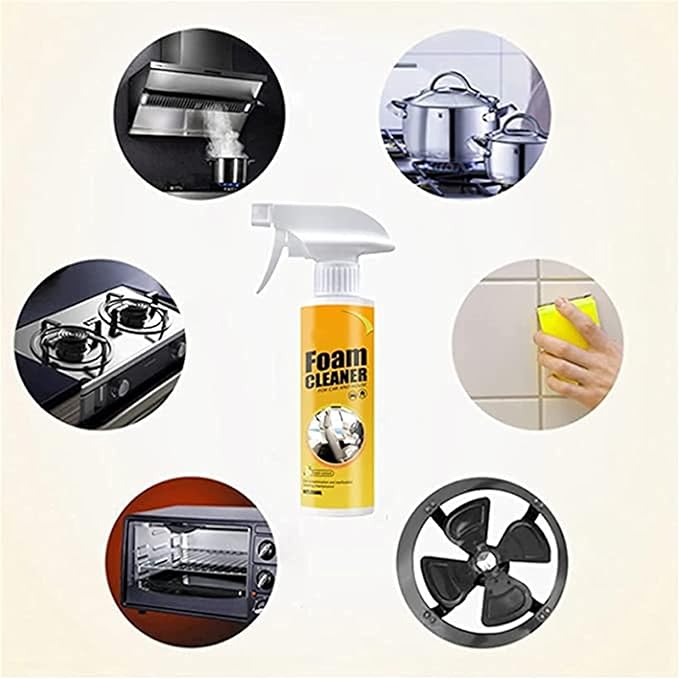 Multipurpose Foam Cleaner Spray,Foam Cleaner for car and House Lemon Flavor,Rinse Free Stain Removal Kitchen Grease Cleaner,for Car Interior,Kitchen,Bathroom,Car House (1pcs)