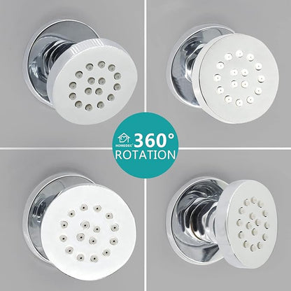 HOMEDEC Showerhead Body Spray Massage Spa Shower Jet in Wall for Bathroom (Dia 2inch, Chrome Finish)