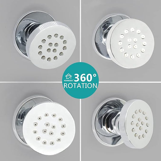 HOMEDEC Showerhead Body Spray Massage Spa Shower Jet in Wall for Bathroom (Dia 2inch, Chrome Finish)