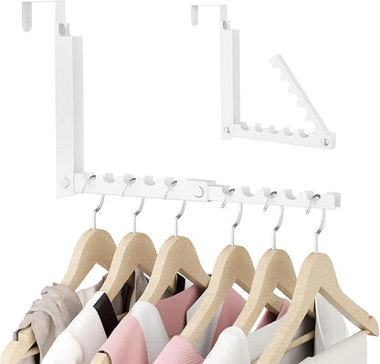 BAKON Over The Door Hooks, Small Space Double Folding Portable Over The Door Drying Rack for Laundry, Bathroom, Bedroom, Travel Storage and Drying (1Pack, White)