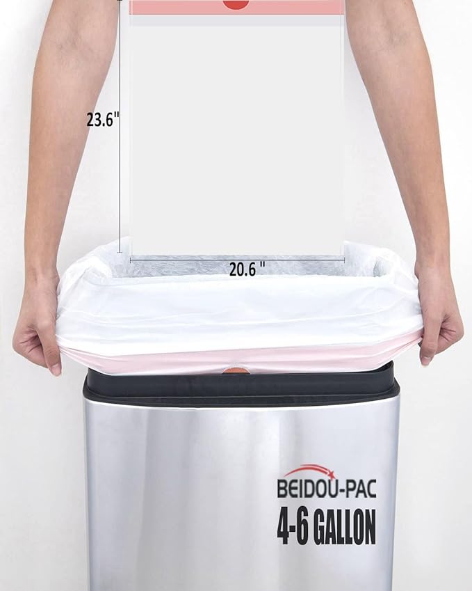 BEIDOU-PAC Trash Bags 4-6 Gallon Drawstring, 75 Count Garbage Bags, Medium Kitchen Trash Bags, Odorless & Heavy Duty White Plastic Food Scrap Bags for Bathroom Bedroom Office Waste