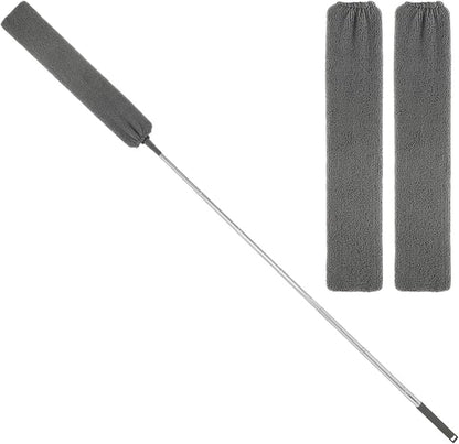Gap Dust Cleaner, Telescopic Removal Brush Long Handle Duster,Multifunction Retractable Microfiber Flat Gap Dust Brush Gap Mop,Extendable Cleaning Tool, for High Celling Bedroom Window (Grey)