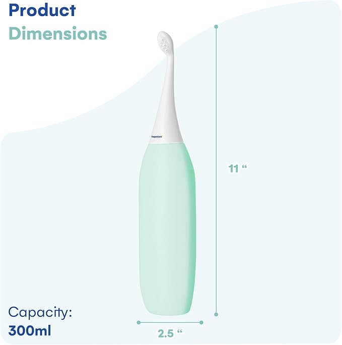 HappyPo The Original Portable Bidet - 300ml Peri Bottle for Moms, Women, and Anyone on The Go - Easy-Bidet 2.0 for Postpartum Care, Travel, Personal Hygiene - Poop Cleaning and Feminine Care (Mint)