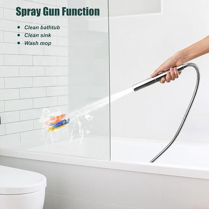 Heyalan Brass 2 in1 Function Handheld Spray Hand Shower High Pressure Handheld Sprinklert Shower Wand with Shower Hose and Adjustable Hand Shower Holder, Polished Chrome